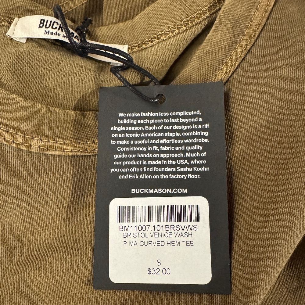 Buck Mason Pima Curved Hem Tee NWT - Bristol Venice Wash - 2 SHIRTS!